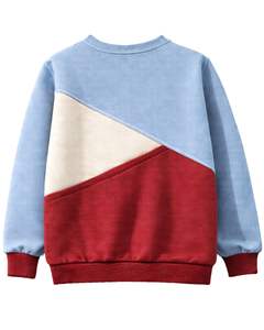 Sudadera Personalizada para Mujer en Bloques de Color Azul Cielo y Rojo, Sudadera Casual de Invierno con Cuello Redondo de Felpa Suave y Detalle de Bordado - Product Image 2