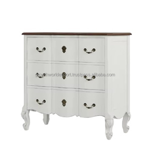 Cómoda Moderna de Madera con 3 Cajones, Gabinete de Almacenamiento, Tapa de Madera, Elegante, Blanca, para Dormitorio, Sala de Estar, Apartamento - Product Image 1