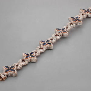 Bracelet en zircon plaqué or rose pour femme, style classique, maillons de chaîne, sertissage pavé, style mariage - Product Image 4