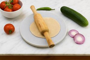 Rodillo de Madera Profesional y Tabla de Amasar, Juego Resistente Chakla Belan para Panadería y Uso Doméstico - Product Image 4