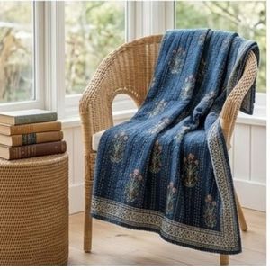 Hand Block Printed Indian Cotton Sanganer Kantha Queen Size <b>Throws</b> <b>Large</b> Width Handmade Quilt Traditional Home Bedding Export - Product Image 6
