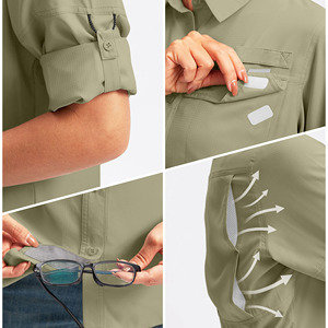 เสื้อเชิ้ตตกปลาแขนสั้นผู้หญิงแบบใหม่ OEM/ODM เนื้อผ้าซับเหงื่อ ป้องกันแสงแดด สไตล์ลำลอง ติดกระดุม - Product Image 4