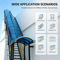Auvent d'entrée courbé sur mesure pour escalier, toit de passerelle extérieur étanche pour projets de bâtiments commerciaux
