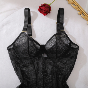 Women <b>See</b> <b>Through</b> Lace Bodycon Sleepwear Dress with <b>Thong</b> Push up Lingerie Set S M L - Product Image 4