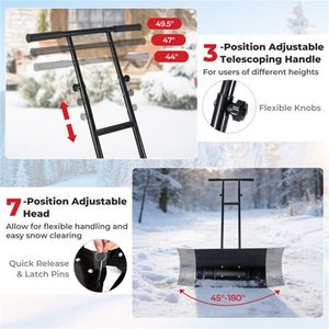 Pala quitanieves de acero al carbono de 29 x 33 x 44 pulgadas con inclinación de 6 niveles y rotación de cuchilla de 7 niveles, impulsada por ruedas para entradas de vehículos - Product Image 5