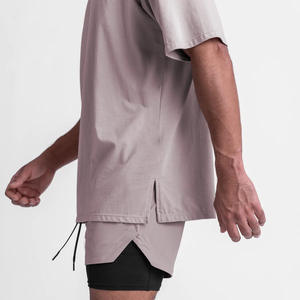 T-shirt décontracté à col rond et manches courtes pour homme, couleur unie, tricoté, grande taille, léger - Product Image 2
