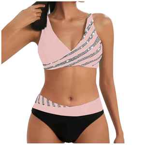 Solid Trader Elite Comfort Adjustable Waistband Elastic Fabric Stylish Rhinestone High Performance Summer Wear Women <b>Bikini</b> - Product Image 4