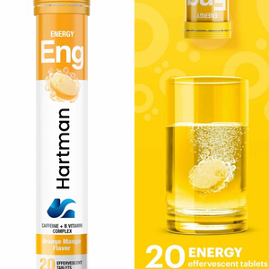 Hartman Energy Tabletas efervescentes 20 Tabletas Naranja Mango Sabor Seguro para Adultos Mujeres Embarazadas Suplemento sanitario - Product Image 6