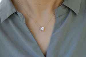 สร้อยคอทองคำโรสโกลด์ 14K ประดับเพชรทรงปรินเซสคัท 3 กะรัต ได้รับการรับรองจาก IGI คุณภาพ VS1 สี F เหมาะสำหรับผู้หญิง เป็นเครื่องประดับชั้นดี ของขวัญสุดหรู - Product Image 3
