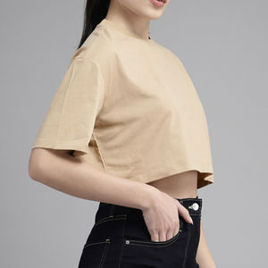 T-shirts courts décontractés d'été pour femmes - Mélange coton/polyester, tissu toile et tricot, séchage rapide, respirant, écologique - Product Image 4