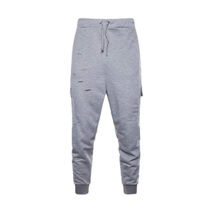 Conjunto Deportivo de Dos Piezas para Hombre, Sudadera con Capucha Gris Claro Estilo Desgastado y Pantalones Cargo, Ropa Casual Urbana Ecológica para Invierno - Product Image 6