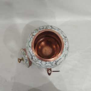 Ceramic Drink Dispenser Lid Modern Design Blue Gold Pattern Copper Spigot Eco-Friendly Large Capacity for Home Party Office - Product Image 5