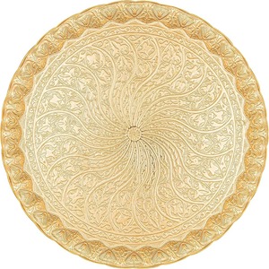 Plateau de service rond en métal martelé, finition or poli, fait main, design moderne et luxueux, idéal pour les desserts et les repas. - Product Image 6