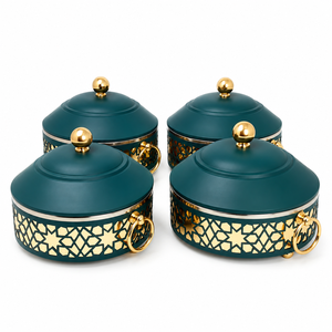 Premium Double Wall Insulated Casserole <b>Set</b> with Gold Finish Food Grade Stainless Steel Hot <b>Pot</b> Serving Bowls for Home Kitchen - Product Image 1