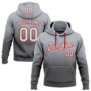 Sweat-shirt à capuche sportif tendance, nouveau design, personnalisé, gris-blanc, gris-acier, dégradé rouge, vente en gros directe pour l'industrie - Product Image 1