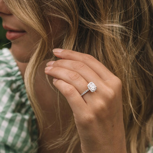 White Gold 4.5ct <b>Filled</b> <b>Cushion</b> Halo Lab Grown Diamond Luxury Engagement Ring - Product Image 3