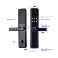 Cerradura Inteligente TTlock con Manija de Palanca, Huella Dactilar, Contraseña, Teclado, Tarjeta, Entrada sin Llave, Control por Aplicación y Nube para Puertas de Madera/Acero