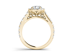 Anillo Solitario Cosely con Halo Redondo, Diamante Cultivado en Laboratorio de 1 Quilate, Oro Sólido de 14K, Corte Brillante Redondo VS VVS EF, para Uso Diario y Bodas - Product Image 2