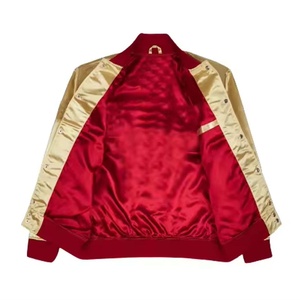 Designer Button Up Satin <b>Varsity</b> <b>Jackets</b> Premium Baseball Team Players Plus Size Satin Letterman Men's <b>Jackets</b> - Product Image 3