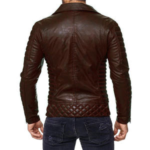 Chaqueta de Cuero PU a Rayas para Hombre, Impermeable y Resistente al Viento, Estilo Bomber con Cierre de Cremallera - Product Image 3