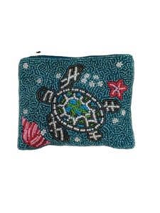 Beautiful Fish Design Embroidery <b>Mini</b> Zipper <b>pouch</b> With Fancy Seed Beads And Top Stylish High Quality Handwork Finish From India - Product Image 3