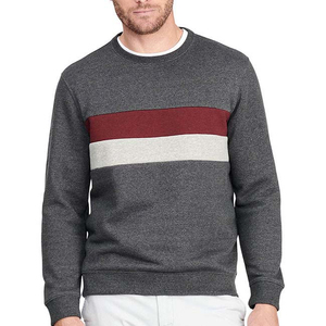 Mens Charcoal Grey Striped Chest Panel Crewneck <b>Jumper</b> Best Seller Fall Heavyweight Warm Casual Garment Apparel Clothes - Product Image 3
