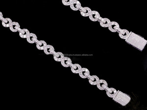 สร้อยข้อมือแบบ Cuban Infinity ชุบโรเดียม เงินแท้ 925 สไตล์ฮิปฮอป ประดับเพชรโมอิสซาไนต์ ขนาดใหญ่ ของขวัญสำหรับเธอ - Product Image 3