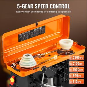 Benchtop Drill Press with 6.2A Induction Motor Adjustable 650/1050/1800/2350/<b>3100</b> RPM Tabletop DIY Drilling Machine - Product Image 3