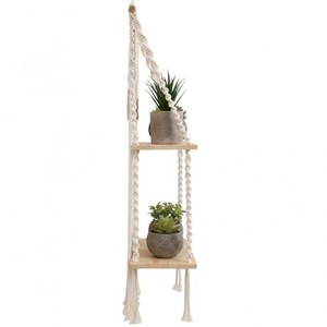 Décoration murale bohème en macramé en bois de manguier artisanal avec perles en bois - Vente en gros - Product Image 6