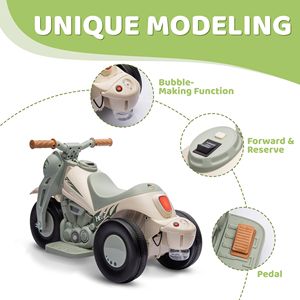 Bianco crema 6V Bubble Car per bambini moto elettrica a 3 ruote con faro a LED e triciclo elettrico - Product Image 6