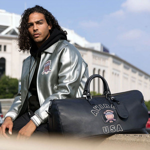 Custom Avirex Men's PU Bomber <b>Jacket</b> With Embroidered Patch Front Zipper Turn-down Collar Casual Style Autumn Wear Bomber <b>Jacket</b> - Product Image 6