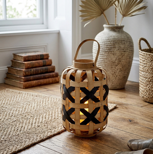 <b>Bamboo</b> Woven Cylindrical <b>Lantern</b> Handmade Eco Friendly Home Decoration Candle Holder Handmade <b>Bamboo</b> Lamp Shade Coastal Resort - Product Image 2