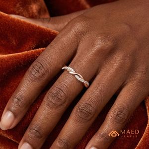 High Quality Rose Gold Unique Shape Twisted Band <b>Ring</b> Modern Moissanite Diamond Silver <b>Dainty</b> Stackable Luxury Party Wedding - Product Image 5