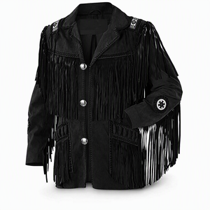 Men's Plus Size <b>Suede</b> <b>Fringe</b> <b>Jacket</b> Turn-down Collar Embroidered Decor Tassel Casual Autumn Wear Regular Sleeve - Product Image 4