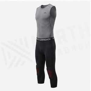 Ensemble de yoga 2 pièces North Approach, sans manches, col rond, gris uni, noir, anti-transpiration, vêtements de sport - Product Image 3