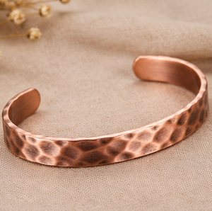Handcrafted Pure Copper Hammered Open Cuff Bracelet Minimalist Copper Jewelry by Metalsmith Handmade Technique - Product Image 1