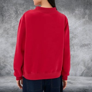 Parke Red Custom <b>Mock</b> <b>Neck</b> Crewneck Sweatshirt Unisex Oversized Cotton Fleece Chenille Applique Embroidered Winter OEM - Product Image 6