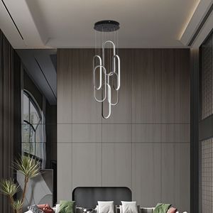 Lampadario a Sospensione LED Moderno con Anello, per Soffitti Alti, 3 Colori Dimmerabili, Contemporaneo, 78 Pollici, Nero - Product Image 5