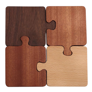 Posavasos de madera maciza hechos a mano con forma de rompecabezas para hotel, bar, restaurante, accesorios de mesa, productos al por mayor. - Product Image 2