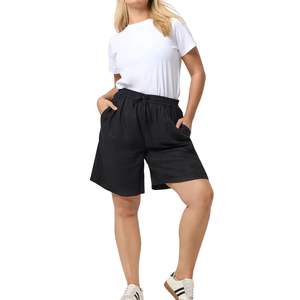Shorts de Mujer de Cintura Alta, Casuales, Holgados, de Pierna Ancha, con Cordón Elástico, de Algodón y Lino para Verano, con Bolsillos, OEM - Product Image 5