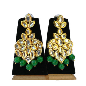 Indian Classic Women's Choker Wedding Engagement Anniversary Party Green Traditional Crystal Kundan Faux Pearl Alloy Gold <b>Gift</b> - Product Image 4