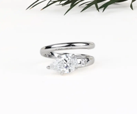 Bague de fiançailles serpent en diamant de laboratoire taille poire 1,0 carat, certifiée IGI, plaqué rhodium or 14 carats, cadeau de luxe pour mariage et fête