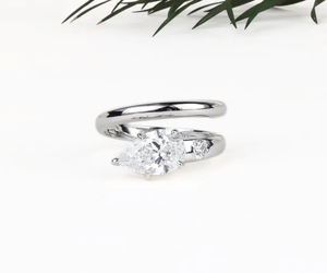 1.0 CT Pear Lab Diamond Snake Ring, Engagement Ring Gothic Serpent Ring Lab Diamond Serpent <b>Wrap</b> Ring, 14K Gold Rings For <b>Gift</b> - Product Image 1