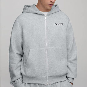 Sudadera con Capucha de Alta Calidad para Hombre, Cierre Completo, Color Sólido Minimalista, Mezcla de Algodón Cálido, Chaqueta con Capucha, Logotipo Personalizado, Ropa Exterior Informal a la Moda - Product Image 1