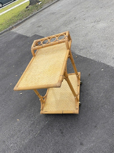 Actual photos from the factory - a two-tiered food serving <b>table</b> <b>with</b> four swivel <b>wheels</b>. - Product Image 5