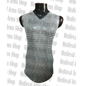 Camisa de Malla de Aluminio Medieval sin Mangas, Hauberk para Adulto Unisex, Armadura de Anillos Entrelazados para Batalla, Caballero, Recreación Histórica - Product Image 1