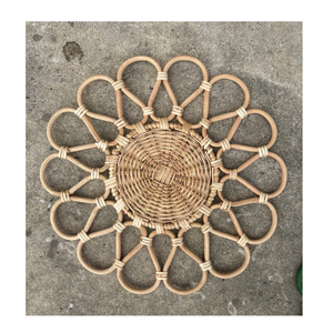 Handmade Bamboo Rectangular Tray With Leaf Pattern Bohemian Table Decor Mat - Product Image 5