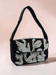 Sac à bandoulière de luxe en forme de cygne géométrique, style bohème, avec perles et broderies multicolores, pochette de soirée, sac à main bandoulière pour fêtes et mariages - Product Image 1