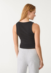 Camiseta sin mangas de punto acanalado con cuello redondo para mujer, 100% algodón, estilo hip hop, color liso, longitud regular - Product Image 4