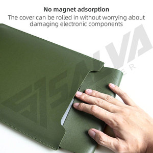 SALVA Housse pour ordinateur portable en cuir vert avec tapis de souris et trousse à crayons, ensemble unisexe, portable, luxe, léger, couleur unie - Product Image 4